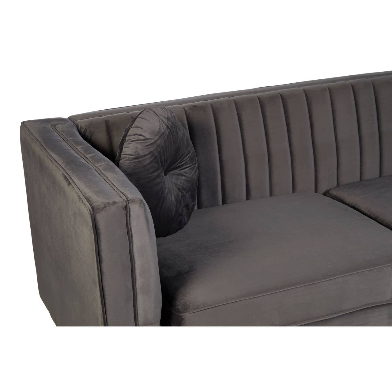 Farah 3 Seat Grey Velvet Sofa