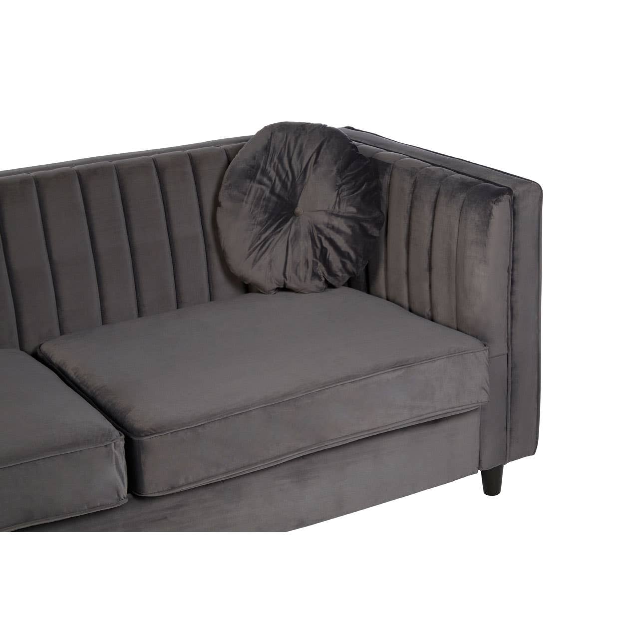 Farah 3 Seat Grey Velvet Sofa