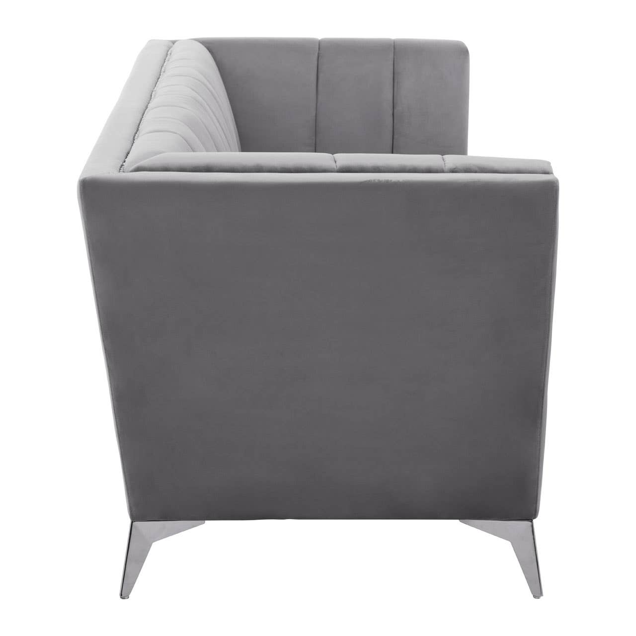 Hansa Three Seat Grey Velvet Sofa