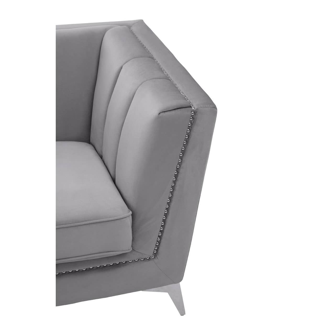 Hansa Three Seat Grey Velvet Sofa