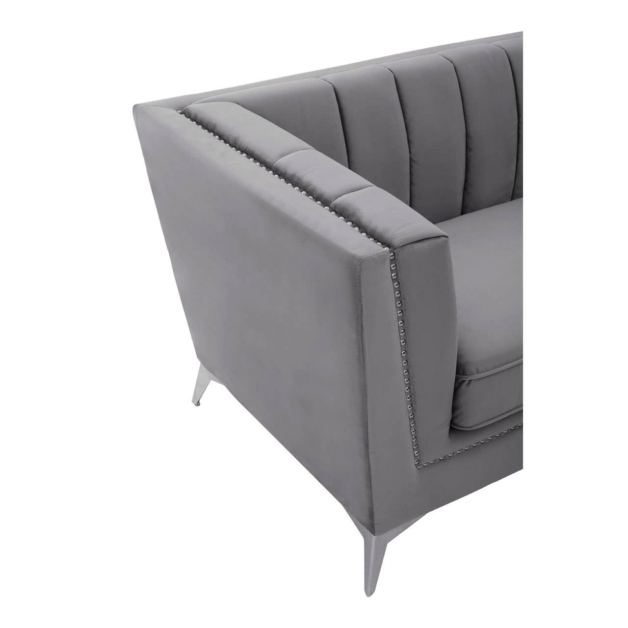 Hansa Three Seat Grey Velvet Sofa