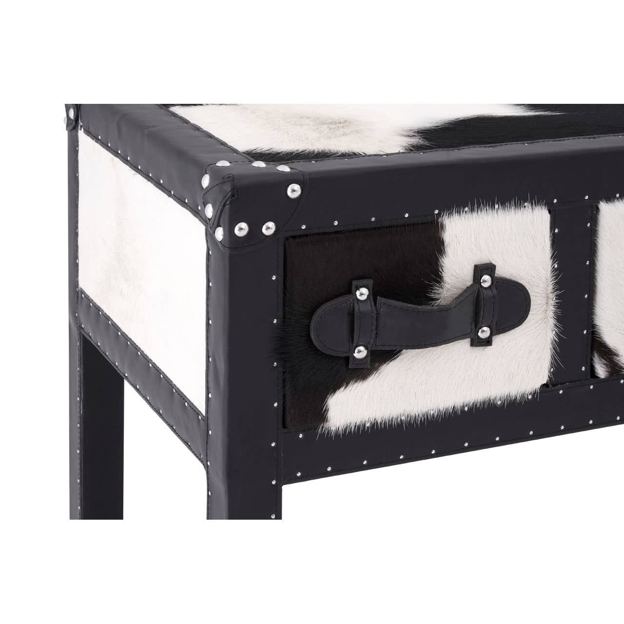 Black/white Genuine Cowhide 3 Drawer Table