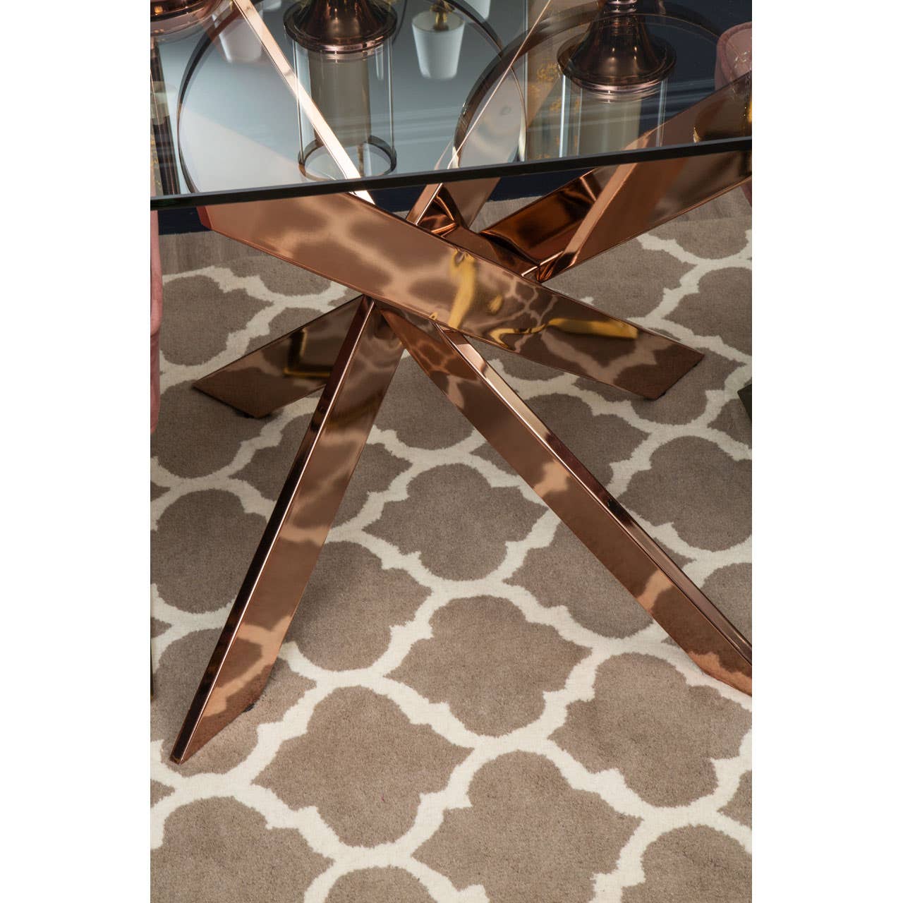 Allure Rectangular Rose Gold Dining Table