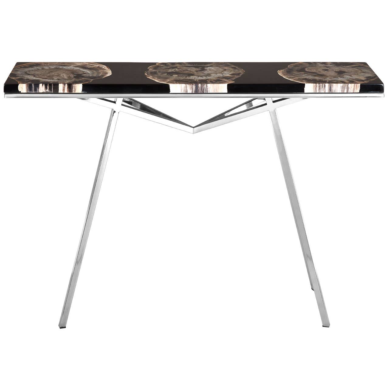 Relic Black Resin/silver Legs Console Table