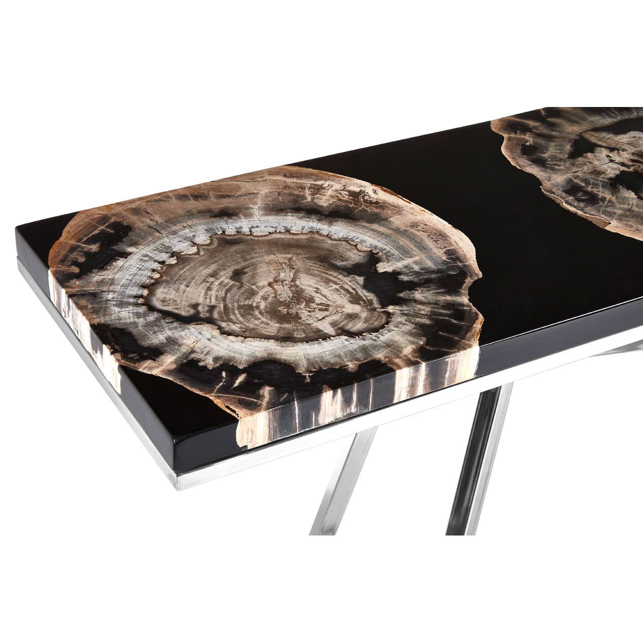 Relic Black Resin/silver Legs Console Table