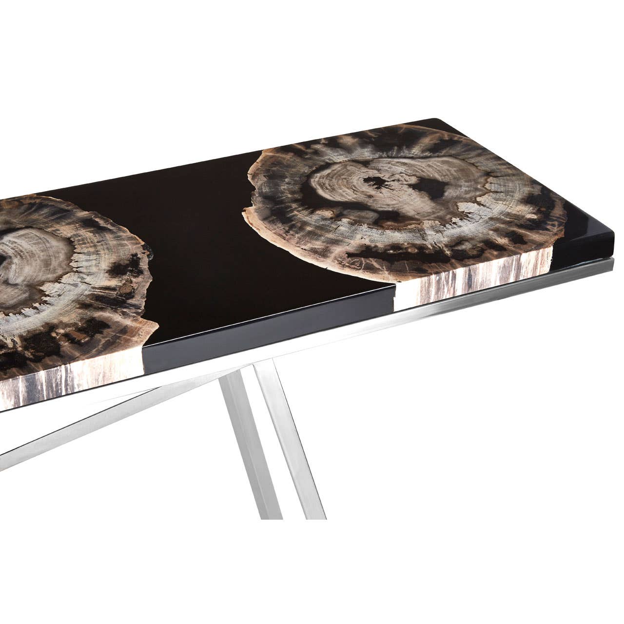 Relic Black Resin/silver Legs Console Table