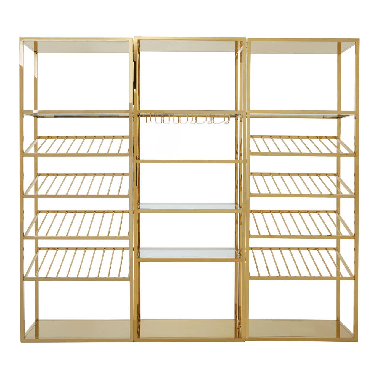 Piermont Gold Bar Shelf Unit With Glass Rack