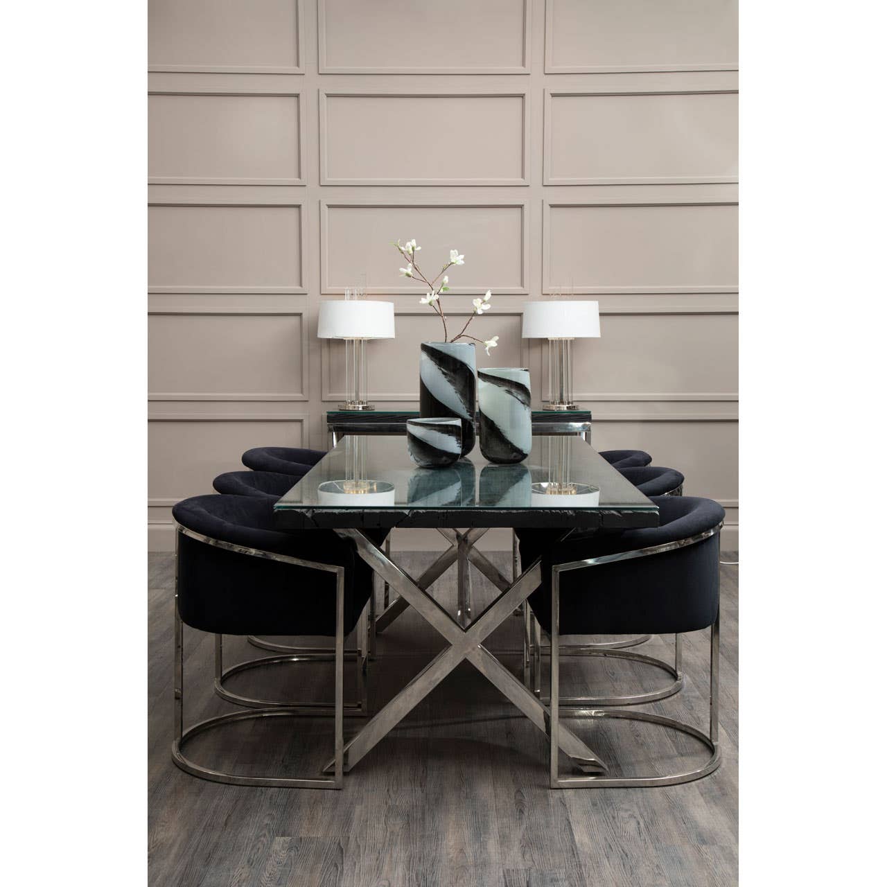 Kerala Black Dining Table With Cross Base