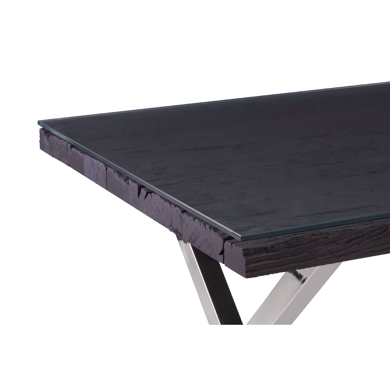 Kerala Black Dining Table With Cross Base