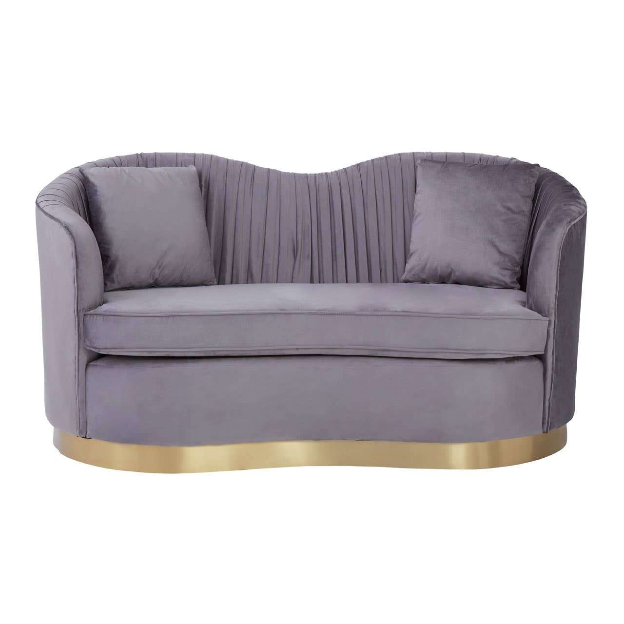 Franza 2 Seat Pleated Grey Velvet Sofa