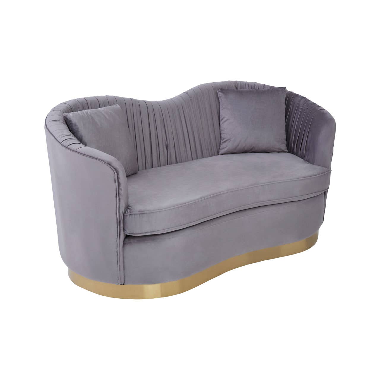 Franza 2 Seat Pleated Grey Velvet Sofa