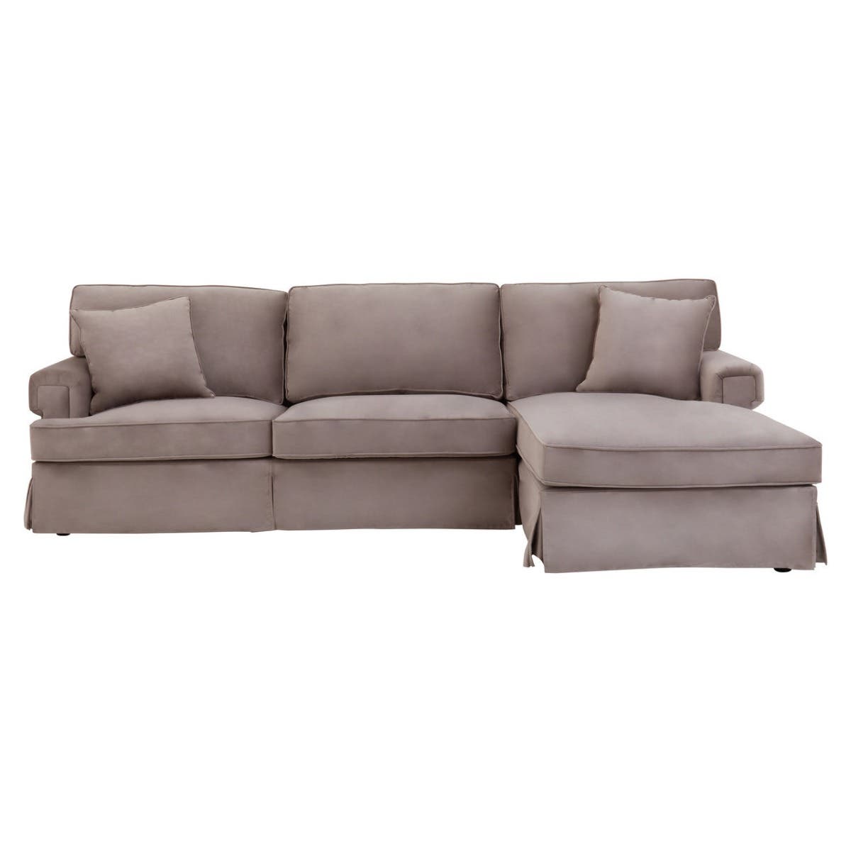 Ralph Three Seat Mink Velvet Chaise Sofa