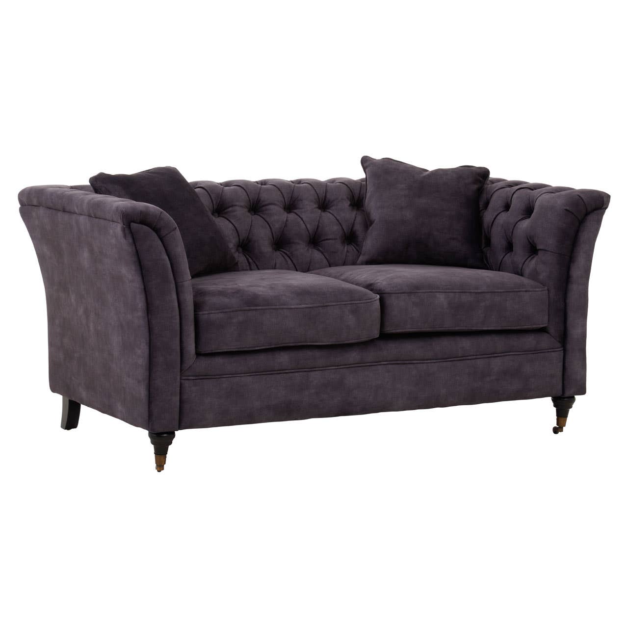 Sabrina Two Seat Grey Velvet Sofa