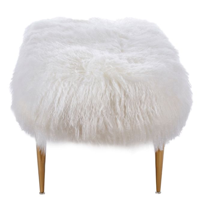 Parish White Sheepskin Bench