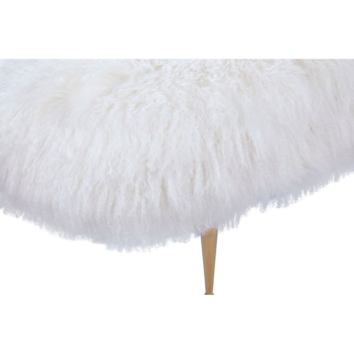 Parish White Sheepskin Bench