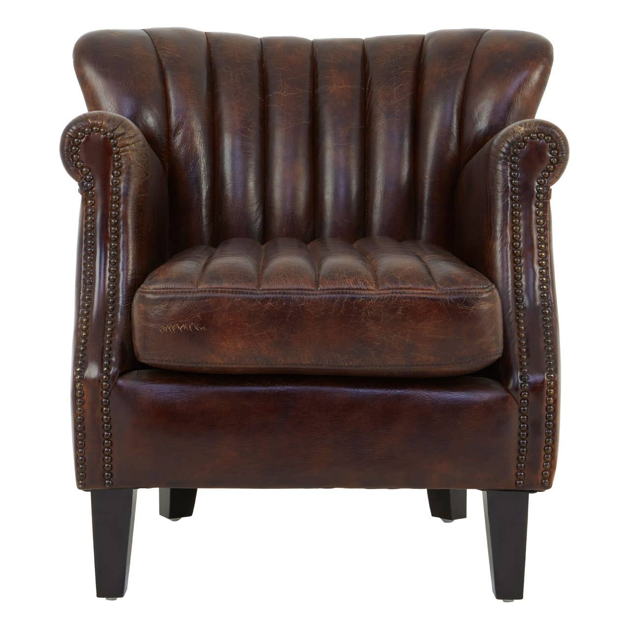 VICTOR WINGED BROWN LEATHER ARMCHAIR