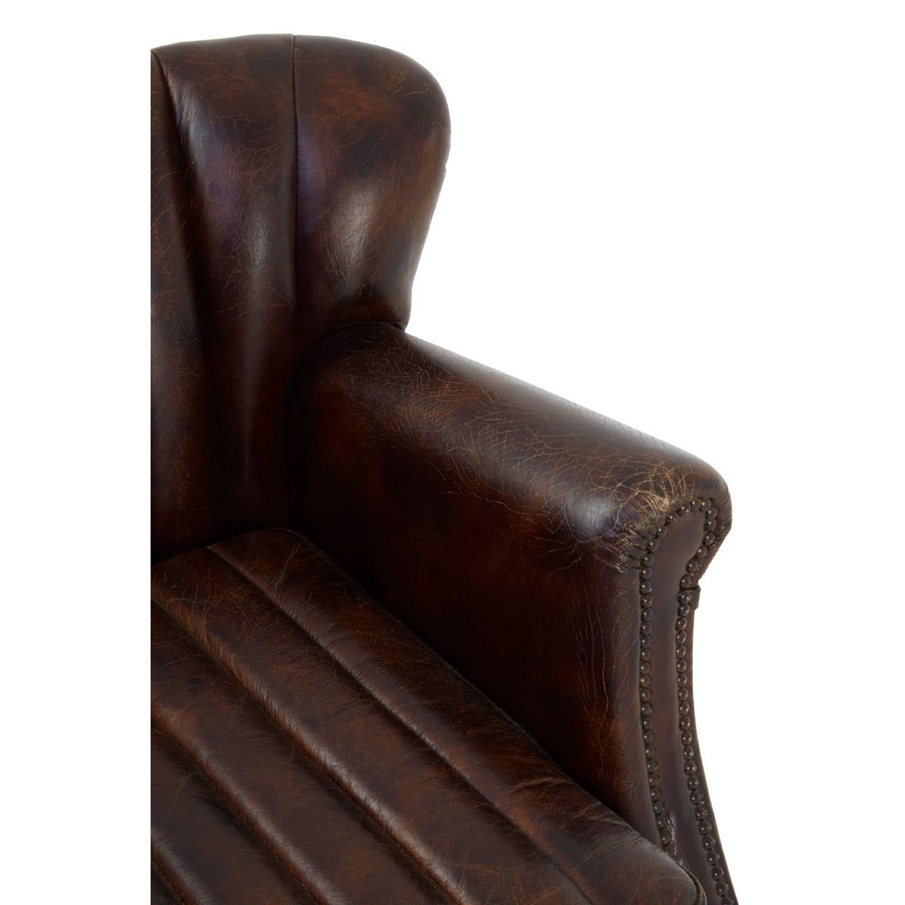 VICTOR WINGED BROWN LEATHER ARMCHAIR