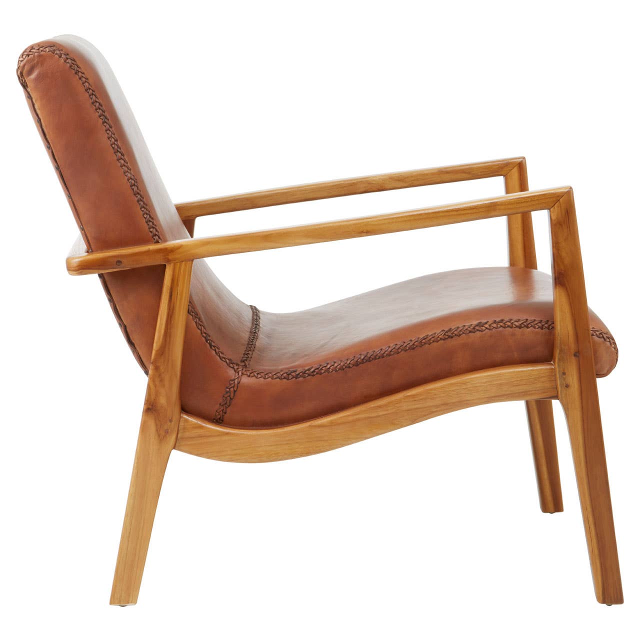 Kendari Brown Leather Curved Seat Chair