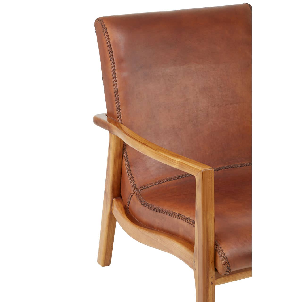 Kendari Brown Leather Curved Seat Chair