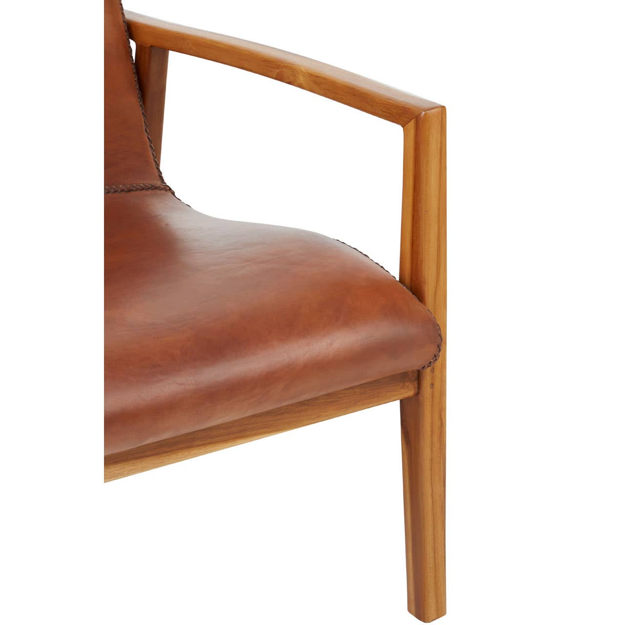 Kendari Brown Leather Curved Seat Chair