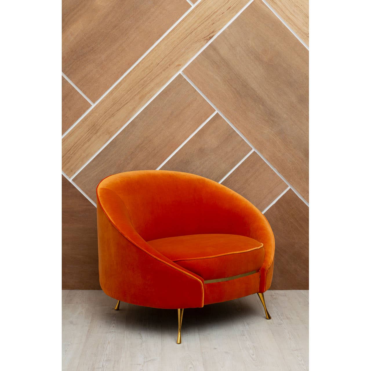 Manhattan Orange Velvet Armchair