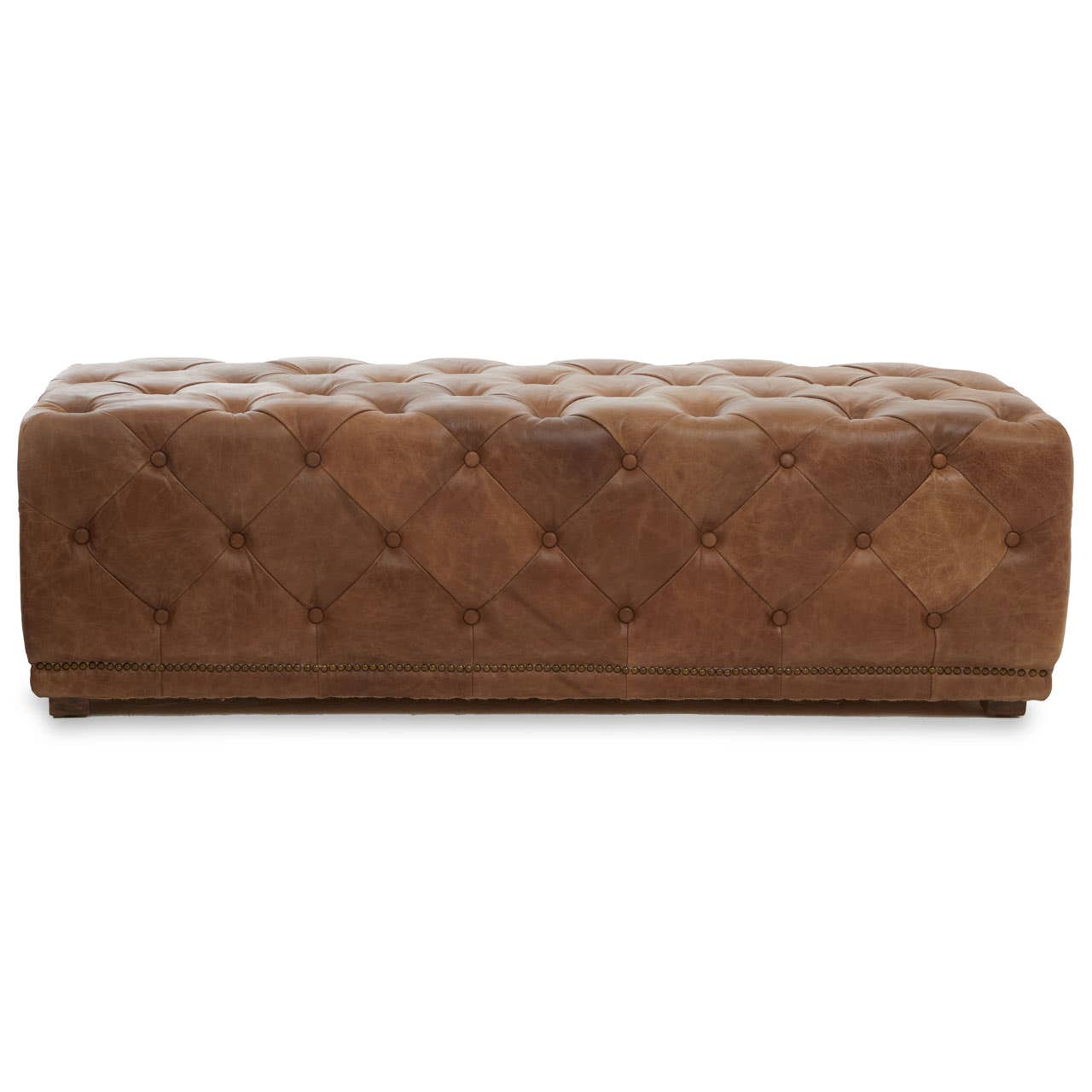 Hoxton Tufted Leather Rectangle Ottoman