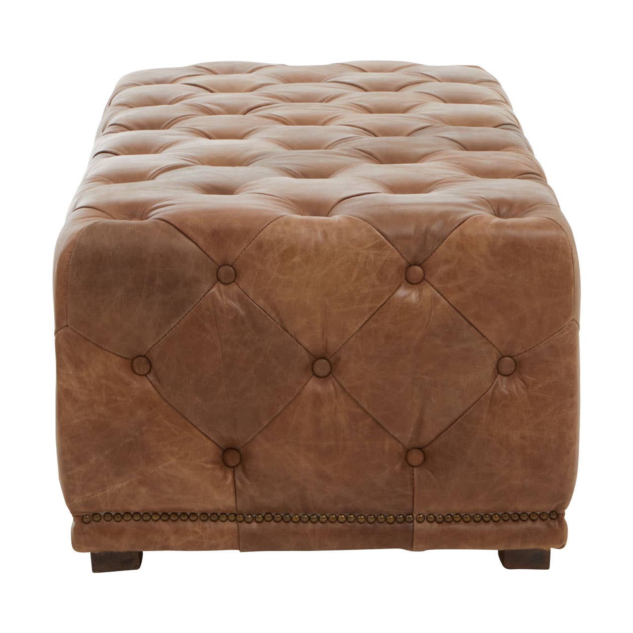 Hoxton Tufted Leather Rectangle Ottoman