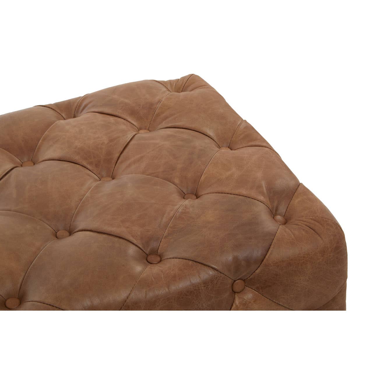 Hoxton Tufted Leather Rectangle Ottoman